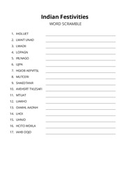 Indian Festivities word scramble puzzle