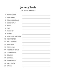 Joinery Tools word scramble puzzle