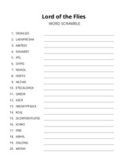 Lord of the Flies word scramble puzzle