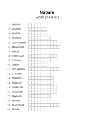 Nature word scramble puzzle