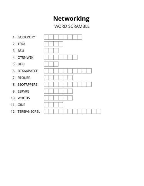 Networking Word Scramble Puzzle