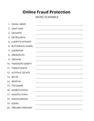 Online Fraud Protection word scramble puzzle