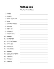 Orthopedic word scramble puzzle