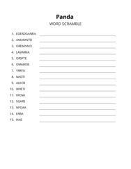 Panda word scramble puzzle