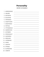 Personality word scramble puzzle