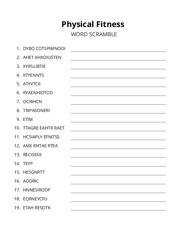 Physical Fitness word scramble puzzle