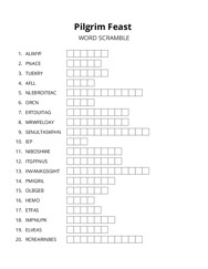 Pilgrim Feast word scramble puzzle