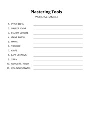 Plastering Tools word scramble puzzle