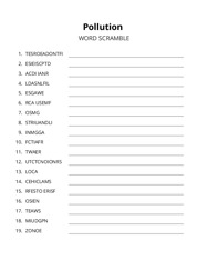Pollution word scramble puzzle