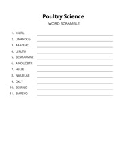 Poultry Science word scramble puzzle