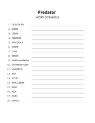 Predator word scramble puzzle