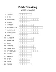 Public Speaking word scramble puzzle