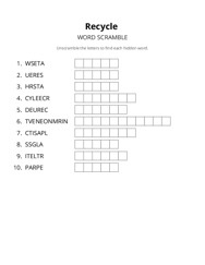 Recycle word scramble puzzle