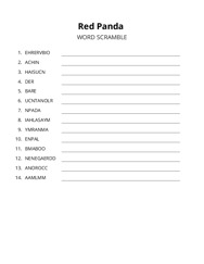 Red Panda word scramble puzzle