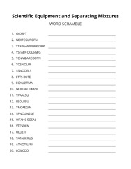 Scientific Equipment and Separating Mixtures word scramble puzzle