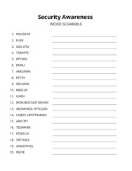 Security Awareness word scramble puzzle