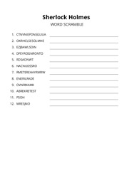 Sherlock Holmes word scramble puzzle