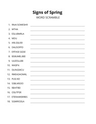 Signs of Spring word scramble puzzle