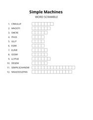 Simple Machines word scramble puzzle