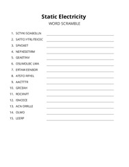 Static Electricity word scramble puzzle