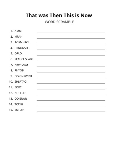 That was Then This is Now Word Scramble Puzzle