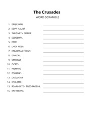 The Crusades word scramble puzzle
