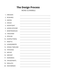 The Design Process word scramble puzzle