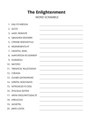 The Enlightenment word scramble puzzle