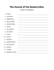 The Hound of the Baskervilles word scramble puzzle