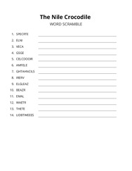 The Nile Crocodile word scramble puzzle