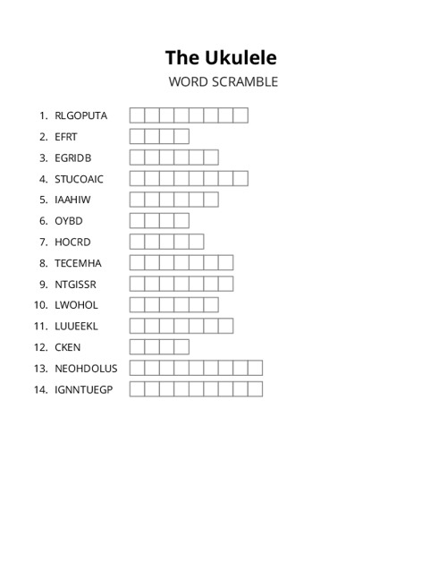 The Ukulele Word Scramble Puzzle
