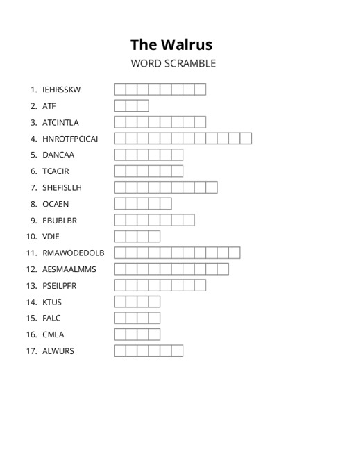 The Walrus Word Scramble Puzzle