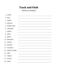 Track and Field word scramble puzzle
