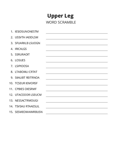 Upper Leg Word Scramble Puzzle