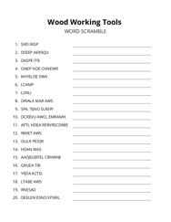 Wood Working Tools word scramble puzzle