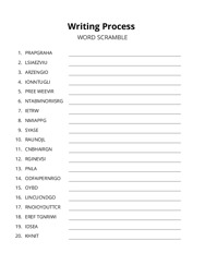 Writing Process word scramble puzzle