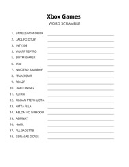Xbox Games word scramble puzzle