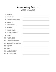 Accounting Terms word scramble puzzle