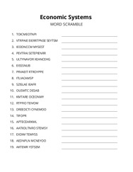 Economic Systems word scramble puzzle