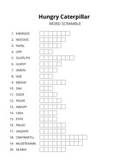 Hungry Caterpillar word scramble puzzle