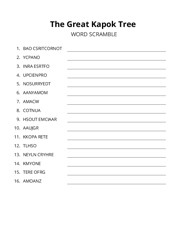 The Great Kapok Tree word scramble puzzle
