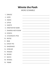 Winnie the Pooh word scramble puzzle