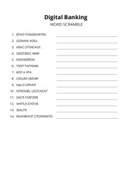 Digital Banking word scramble puzzle