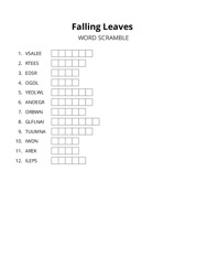 Falling Leaves word scramble puzzle