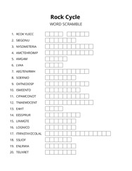 Rock Cycle word scramble puzzle