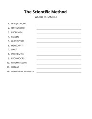 The Scientific Method word scramble puzzle